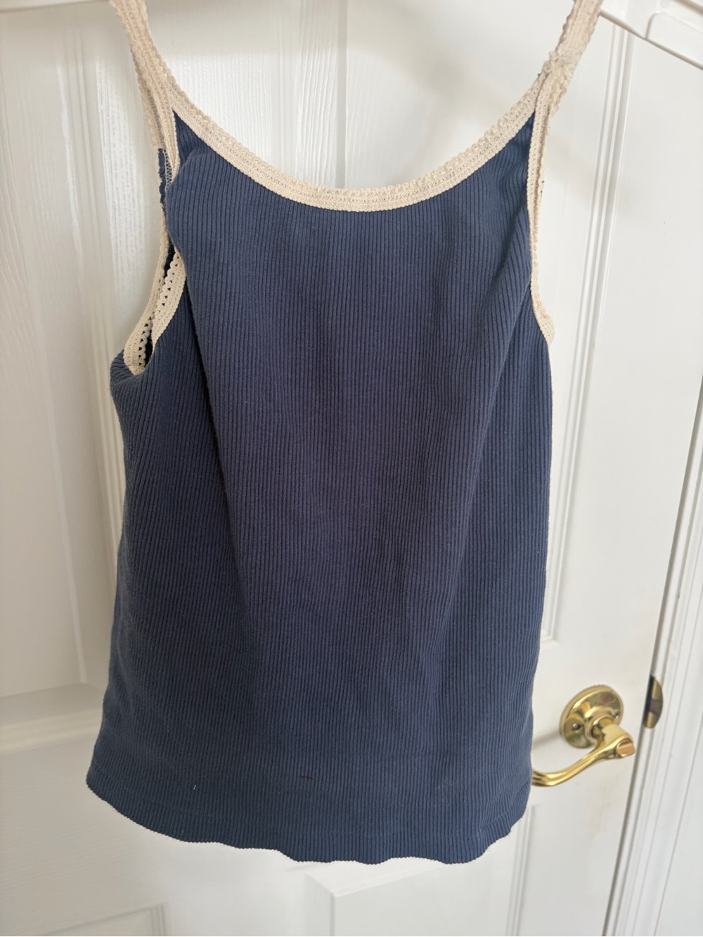 Brandy Melville Navy Tank with Cream Trim - Picture 2 of 3